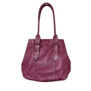 Wilsons Leather EUC mauve leather shoulder bag with buckle detail